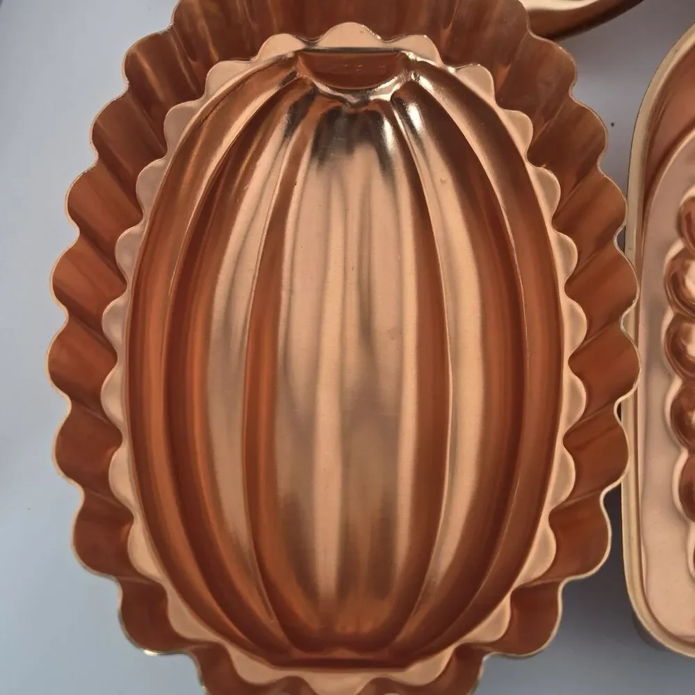 Vintage Copper Aluminum Jello Cake Molds Wall Hanging Lot of 4